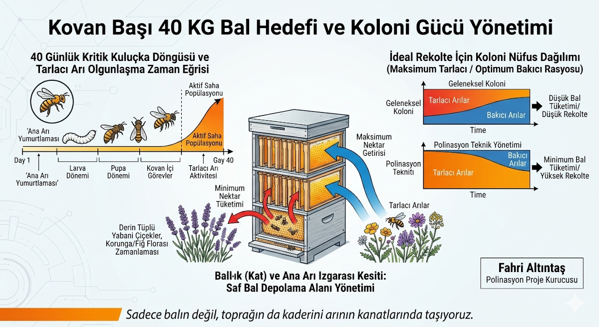 Kovan Başı 40 KG Bal Hedefinde Koloni Gücü ve Rekolte Yönetimi — Polinasyon blog kapak görseli
